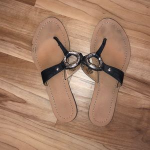 Black buckle sandals